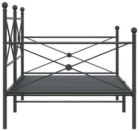 vidaXL Κρεβάτι ημέρας χωρίς στρώμα Μαύρο 100x200 cm Ατσάλι