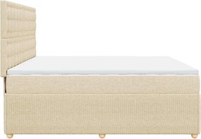 vidaXL Κρεβάτι Boxspring με Στρώμα Κρεμ 200x200 εκ. Υφασμάτινο