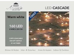 ΦΩΤΑΚΙΑ 160 LED ΔΕΣΜΗΣ ΜΕ 8 ΑΣΗΜΙ ΣΥΡΜΑΤΑ 2MTR -Θερμό λευκό φως - 5M ΔΙΑΦΑΝΟ ΚΑΛΩΔΙΟ - DC 6V IP44 TRANSFORMER 4.8VA WITH