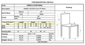 Καρέκλα Blend  PP Λευκή Συσκ.4τμχ 50x58x85cm