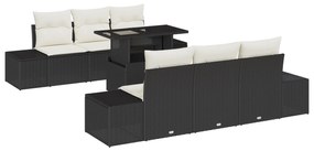 vidaXL Σετ καναπέ κήπου 7 τεμαχίων με μαξιλάρια Μαύρο Πολυράταν