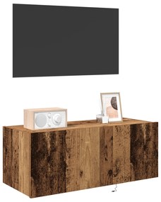 vidaXL Ντουλάπι τοίχου TV με φώτα LED παλιού ξύλου 80x35x31 εκ.