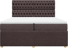 vidaXL Κρεβάτι Boxspring με Στρώμα Σκούρο Καφέ 200x200 εκ. Υφασμάτινο
