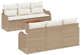 vidaXL Σετ Καναπέ Κήπου 7 pcs Μπεζ Πολυ ράταν