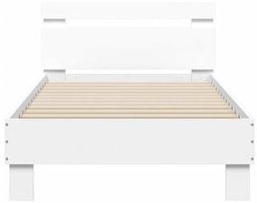 Πλαίσιο Κρεβατιού με Κεφαλάρι &amp; λυχνίες LED Λευκό 75 x 190 εκ. - Λευκό