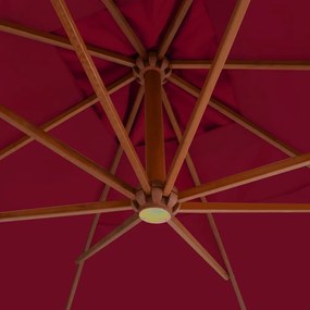Ομπρέλα Κρεμαστή Μπορντό 400 x 300 εκ. με Ξύλινο Ιστό - Κόκκινο