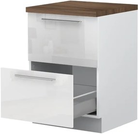 Επιδαπέδιο ντουλάπι Raval R-60-2MBOX-Λευκό - Λευκό γυαλιστερό - 60.00Χ60.00Χ88.00cm