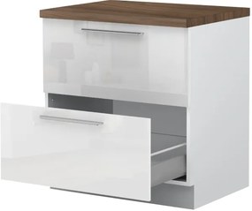 Επιδαπέδιο ντουλάπι Raval R-80-2MBOX-Λευκό - Λευκό γυαλιστερό - 80.00Χ60.00Χ88.00cm