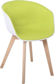 OPTIM Πολυθρόνα PP Άσπρο, Ύφασμα Lime, Ξύλινο πόδι Οξιά   4τμχ