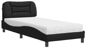 vidaXL Κρεβάτι με Στρώμα Μαύρο 90x190 εκ. από Συνθετικό Δέρμα