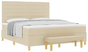 vidaXL Κρεβάτι με Στρώμα & Πάγκο Κρεμ 180x200 εκ Ύφασμα