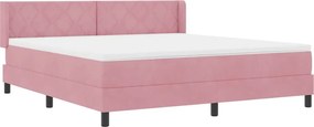 vidaXL Κρεβάτι με ελατήρια με κεφαλάρι Ροζ 200 x 180 cm Βελούδο