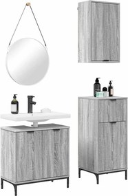 vidaXL Σετ Επίπλων Μπάνιου 3 pcs Γκρι sonoma Επεξεργασμένο ξύλο