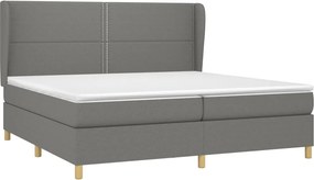 vidaXL Κρεβάτι Boxspring με Στρώμα Σκούρο Γκρι 200x200 εκ. Υφασμάτινο
