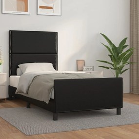 Πλαίσιο Κρεβατιού με Κεφαλάρι Μαύρο 90x190 εκ Συνθετικό Δέρμα - Μαύρο