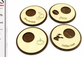 Σετ των 2 Intra απο ξύλο plywood 3mm-4mm πάχος - Σουβέρ. 4 Μοντέλα. κοπής με λέιζερ Δίασταση 12x12 cm INTRAFABR-90356601