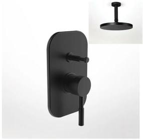 La Torre New Tech Black Matt 12050R-400 Μίκτης Εντοιχισμού 2 Εξόδων με Εκτροπέα+Ανακλινόμενη Κεφαλή Round Ø30εκ+Μπράτσο Οροφής