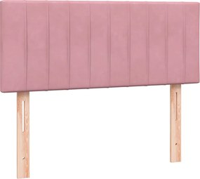 VidaXL Box Spring κρεβάτι με στρώμα ροζ 120x220 cm Βελούδινο