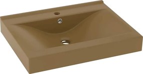 vidaXL Νιπτήρας με Οπή Βρύσης Κρεμ Ματ 60 x 46 εκ. Κεραμικός