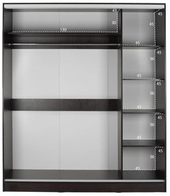 Ντουλάπα Συρόμενη ADLER Δίφυλλη με Καθρέπτη Wenge 160x60x210Υεκ. 160x60x210 εκ.