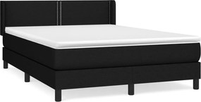 vidaXL Κρεβάτι Boxspring με Στρώμα Μαύρο 140x190 εκ. Υφασμάτινο
