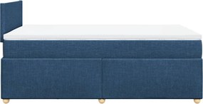 vidaXL Κρεβάτι Boxspring με Στρώμα Μπλε 120x190 εκ. Υφασμάτινο