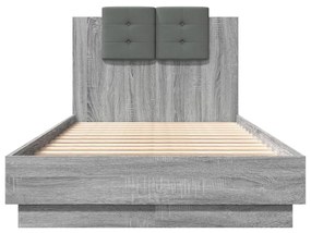 Πλαίσιο Κρεβατιού με Κεφαλάρι Γκρι Sonoma 90x190 εκ. Επεξ. Ξύλο - Γκρι