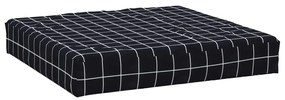 Μαξιλάρια Παλέτας 2 τεμ. Μαύρα Καρό από Ύφασμα Oxford - Μαύρο