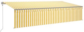 vidaXL Τέντα Αυτόματη & Σκίαστρο/LED/Αισθ. Ανέμου Κίτρινο/Λευκό 6 x 3μ