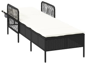 vidaXL Ξαπλώστρα Μαύρη και Κρεμ PE Ρατάν 157 x 55 x 92 εκ.