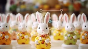 Intra Συλλεκτικό Ξύλινο Παζλ Plywood  4mm - Πολύχρωμα ειδώλια λαγουδάκι για πασχαλινή επίδειξη Σε Ξύλινο Κουτί - Διαστάσεις Puzzle: 10x10 cm – 25 κομμάτια