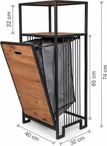Ράφι Μπάνιου Φυσικό / Μαύρο MAGRI 40x32x74