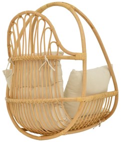 Κρεμαστή κούνια Jorg φυσικό rattan-κρεμ μαξιλάρι 80x59x105εκ