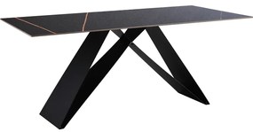Τραπέζι Meja pakoworld sintered stone μαύρο μαρμάρου -μεταλλικά πόδια 180x90x76εκ
