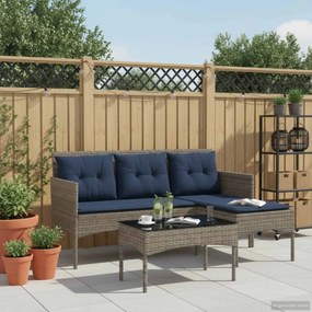 vidaXL Σετ Καναπέ Κήπου 2 pcs Γκρι και Navy Blue συνθετικό ρατάν