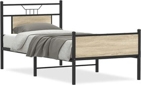 vidaXL Πλαίσιο Κρεβ. Χωρ. Στρώμα Sonoma Δρυς 90 x 190 εκ. Επεξ. Ξύλο