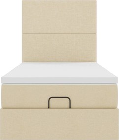 vidaXL Οθωμανικό κρεβάτι με στρώμα Cream 100x200cm ύφασμα