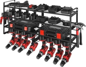 VEVOR Power Tool Organizer Wall Mount, 4-Layer Storage Rack with 8 Drill Holders, Tools Holder and Storage Rack with Screwdriver Holder, Garage Tool Organizer for Garage, Workbench, and Workshop