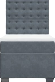 vidaXL Κρεβάτι Boxspring με Στρώμα Σκούρο Γκρι 90x190 εκ. Βελούδινο