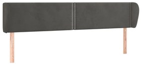 Κεφαλάρι με Πτερύγια Σκούρο Γκρι 183x23x78/88 εκ. Βελούδινο 3117065
