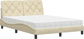 vidaXL Κρεβάτι με Στρώμα Κρεμ 140x200 εκ. Υφασμάτινο