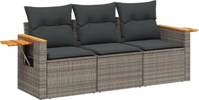vidaXL Patio Sofa Set 3-θέσια Grey