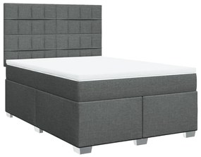 Κρεβάτι Boxspring με Στρώμα Σκούρο Γκρι 140x200 εκ Υφασμάτινο - Γκρι