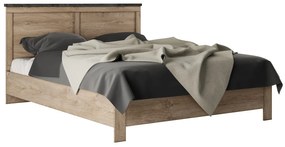VINCENT Κρεβάτι Υπέρδιπλο Ξύλινο Oak Endgray Untreatad / Dark Concrete με Ορθοπεδικό Τελάρο για Στρώμα 160x200cm