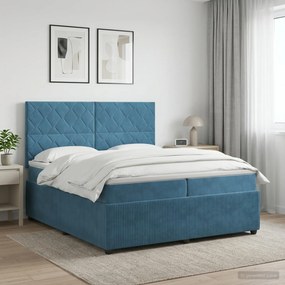 vidaXL Κρεβάτι box spring με στρώμα Μπλε 200 x 200 cm Βελούδο
