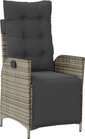 vidaXL Σετ Τραπεζαρίας Κήπου 7 τεμ. Γκρι Συνθ. Ρατάν με Μαξιλάρια