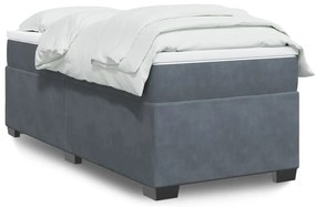 vidaXL Κρεβάτι Boxspring με Στρώμα Σκούρο Γκρι 90x200 εκ. Βελούδινο