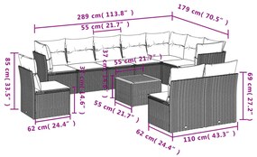 vidaXL Σαλόνι Κήπου Σετ 11 Τεμαχίων Μαύρο Συνθετικό Ρατάν με Μαξιλάρια