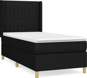 vidaXL Κρεβάτι Boxspring με Στρώμα Μαύρο 90x200 εκ. Υφασμάτινο