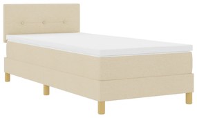 vidaXL Κρεβάτι Box Spring με Στρώμα & LED Κρεμ 100x200 cm Υφάσματος
